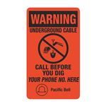 Warning Underground Cable - 3 1/2 x 6